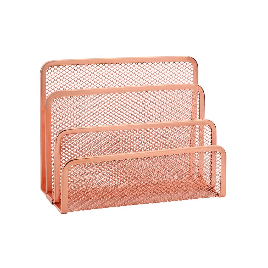 Desktop File Sorter Organizers 3 Compartments Metal Mesh Mail Sorter Space Saving Desk Book Magazine Stand 173x80x135mm