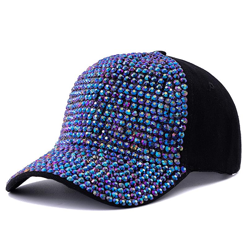 Women's Diamond Inlay Adjustable Baseball Cap Casual Plain Fashion Streetwear Outdoor Hat Simple Design Hot Sale