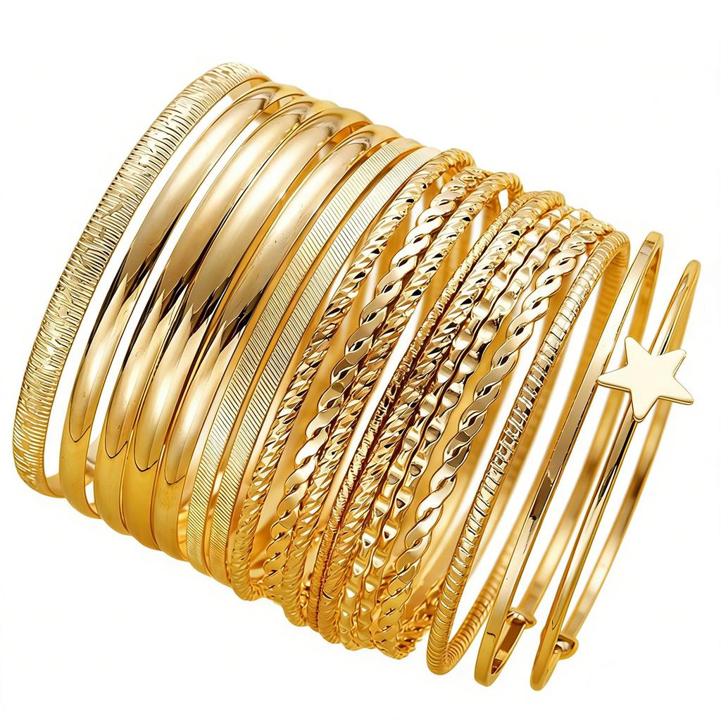 Trendy Star Designs Iron Bracelets 18PCS Pack Sturdy and Elegant for Everyday Wear or Celebration