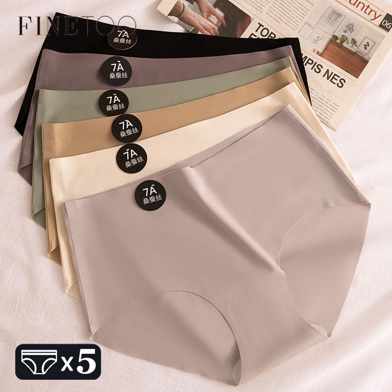 5PCS Seamless Mulberry Silk Underwear Ultral Thin Women's Panties Sexy High Elastic Invisible Briefs Soft Lingerie M-XL