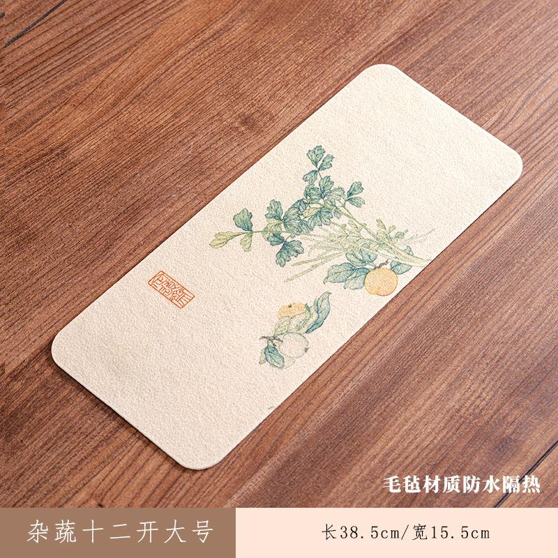 Miscellaneous Vegetables Rectangle Tea Table Mats Luxury Drink Coaster Household Dinner Table Cloth Mat Tea Ceremony Ornaments