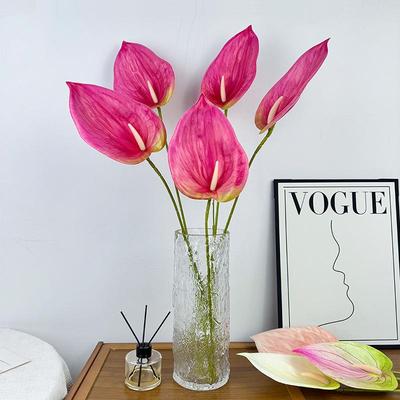 Guanyin Lotus 3D Textured Simulation Red Palm Artificial Flower for Wedding Decoration