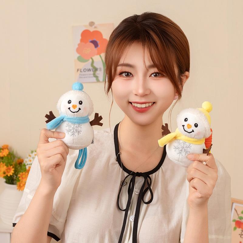 Cute Snowman Plush Toys Kawaii Snowman Stuffed Doll Bag Pendant Keychain Christmas Tree Decor Christmas Gifts For Children Kids