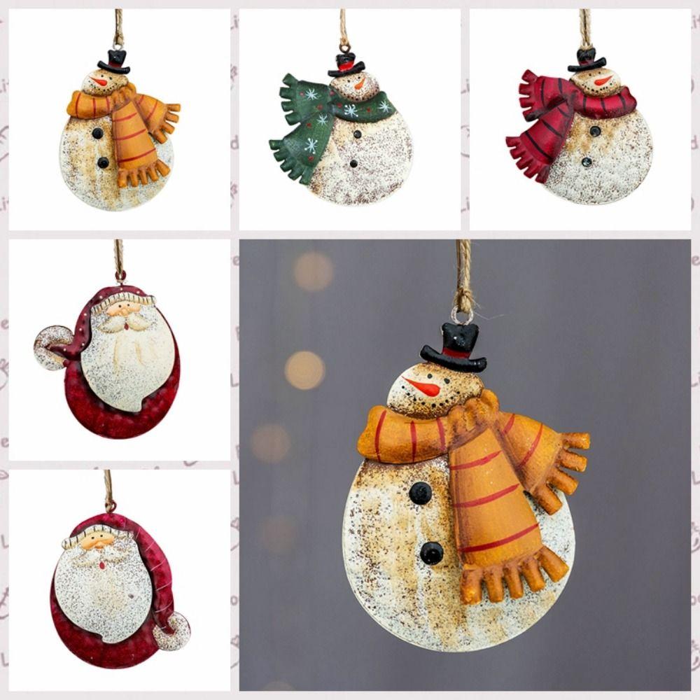 Vintage Christmas Snowman Pendant 2D Snowman Doll Pendant Santa Claus Hanging Ornaments  New Year