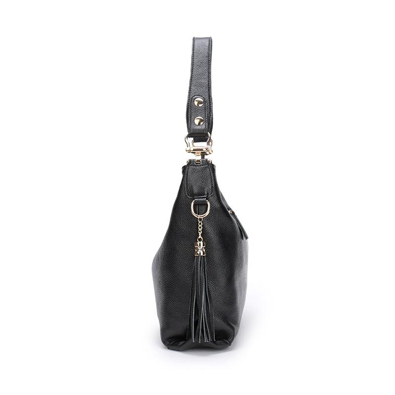 Trendy First-Layer Cowhide Bag Women'S Shoulder Underarm Messenger Bag Casual Fringed Mommy Bag Genuine Leather Women'S Bag
