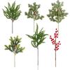 Artificial Christmas Green Plants, Small Bunches, Artificial Red Berries, Home Decoration Ornaments, Flower Arrangement Props