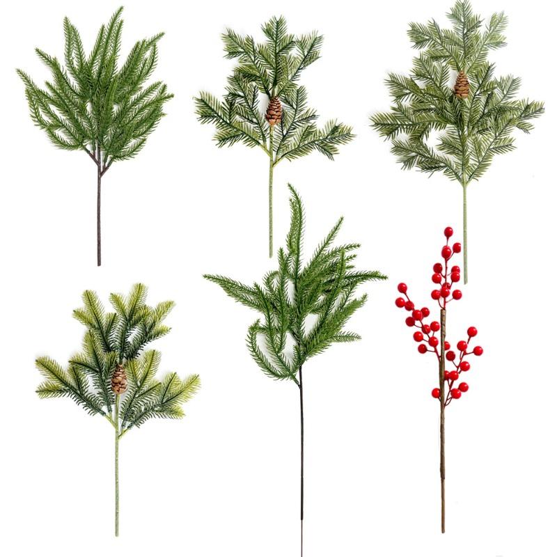 Artificial Christmas Green Plants, Small Bunches, Artificial Red Berries, Home Decoration Ornaments, Flower Arrangement Props