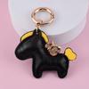 Women Leather Charms Bag Pendant KeyChain Cartoon Pony Rocking Horses Keyring Cute Animal Ornament Accessories