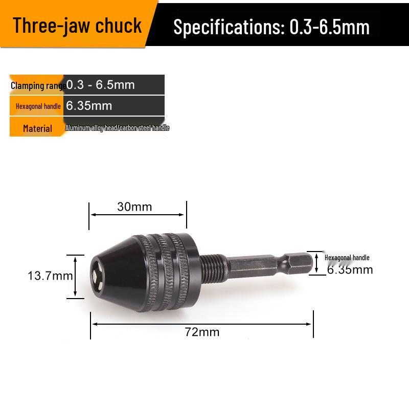 Hex Shank Drill Bit with Three-Jaw Chuck & Round Shank Extension for Electric Drill Grinder.