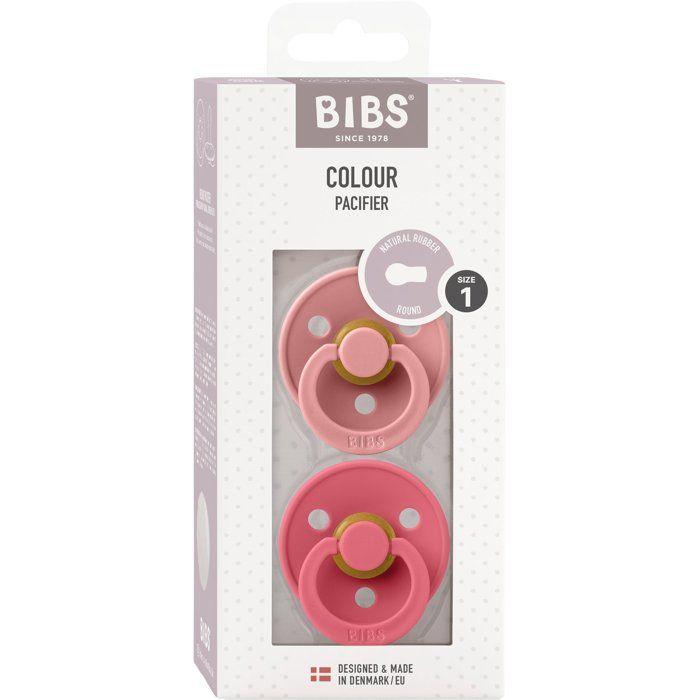 Ciuccio per neonato - BIBS - Colore - Capezzolo rotondo - Confezione da 2 - Gomma naturale - Taglia 1 Rosa cipria Corallo