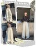 Army Green Retro High-Waisted Wide-Leg Cargo Pants for Women - Slimming and Loose Fit