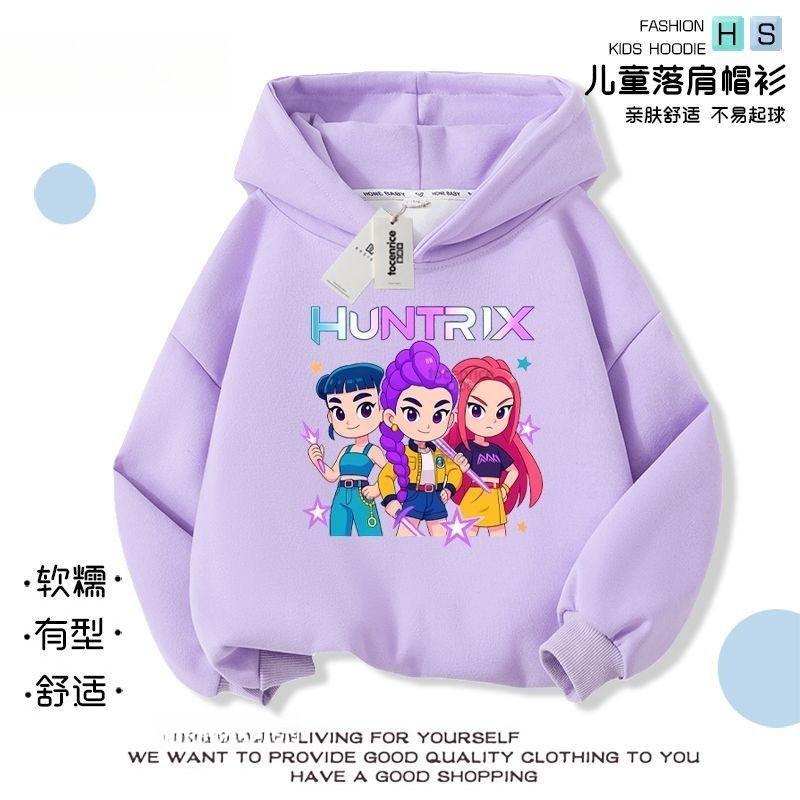 New Cool Kpop Demon Hunters Huntrix Printing For Boys and Girls Soft Long Sleeve Fitted Hoodies Cute Kids Jacket