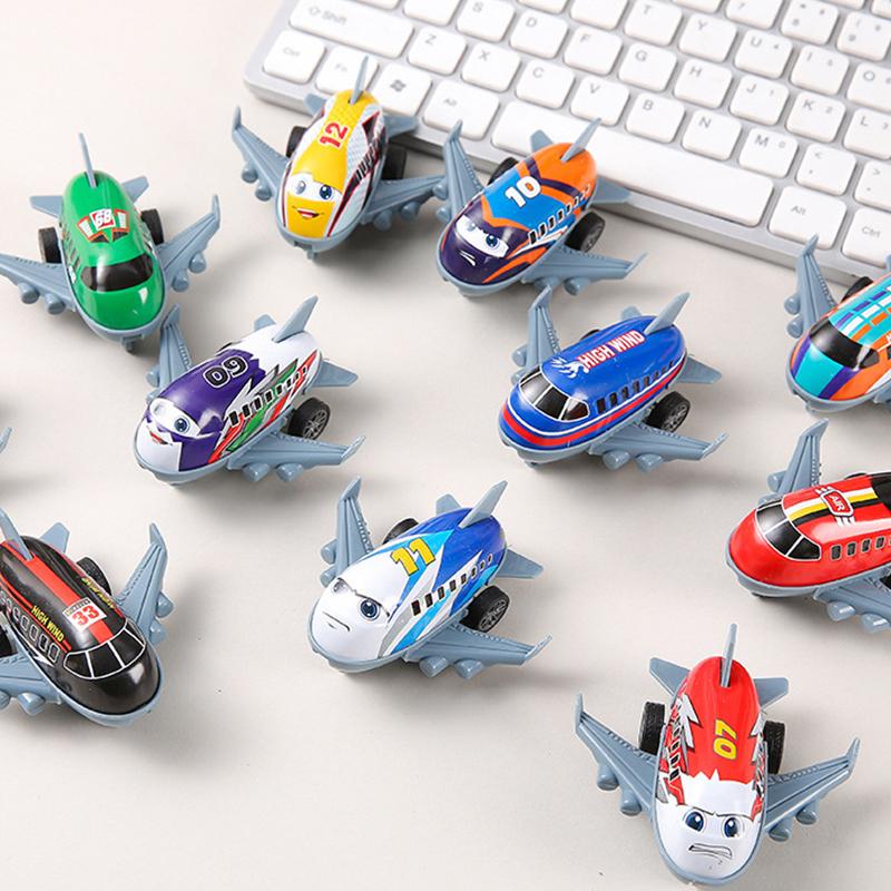 Rebound Small Aircraft Children Cartoon Mini Alloy Taxiing Passenger Plane Toys Model Inertial For Metal Sheet Metal Airplanes