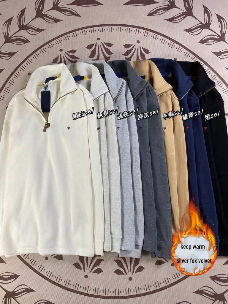 RL Ralph Lauren Herren- & Damen-Sweatshirt mit Pony-Logo und halbem Reißverschluss - Langärmlig, Umlegekragen, Lockere Passform, Amerikanischer Retro-Stil.