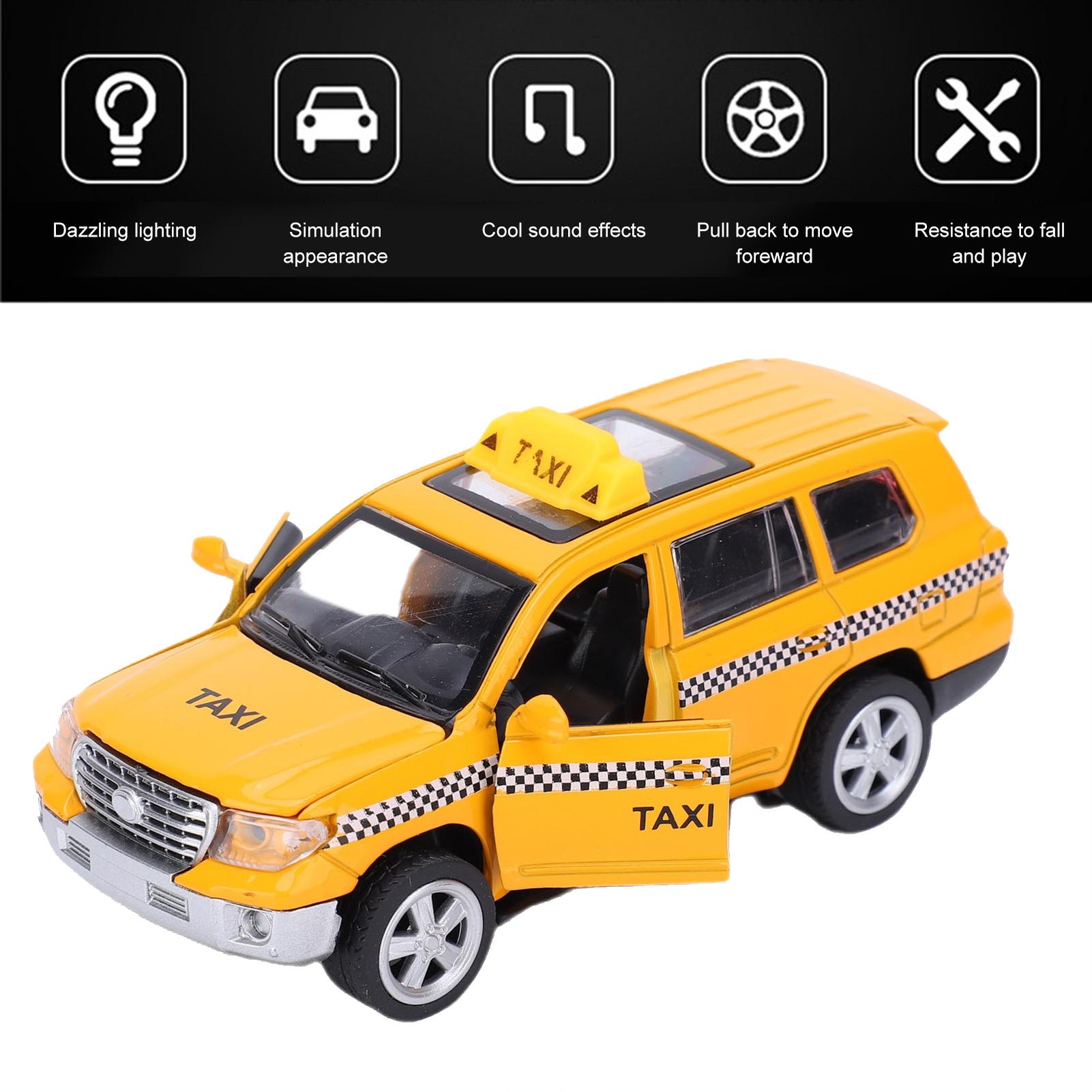 1:32 Игрушечная машинка Алюминиевая модель такси Симуляция звука и света Модель кабины С оттяжкой Детские подарки