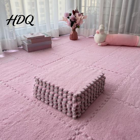 Einfache Installation Teppiche Plüsch Puzzle Bodenmatte Ineinandergreifende Teppichfliesen Anti-Rutsch EVA-Schaum Puzzleteile DIY Teppiche Teppichquadrate für Schlafzimmer Spielzimmer