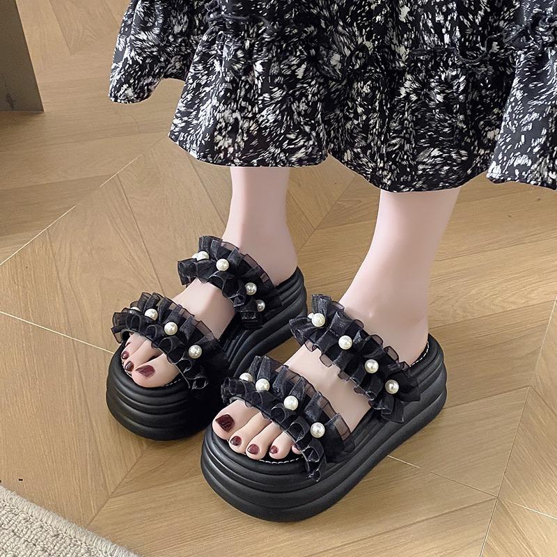 Fashion Summer Women Slippers New 2024 Thick Sole Dad Shoes Casual High Platform Slides Leisure Outside Flip-Flops Sneakers Woman 7.5CM