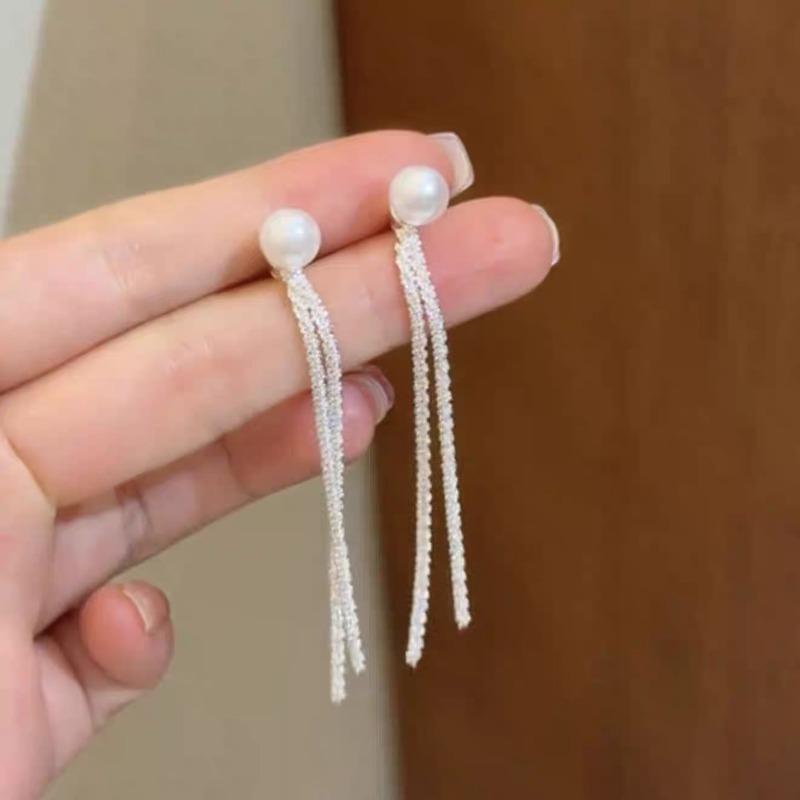 Tassel Ear Wires for Long Round Faces. Luxurious and Niche Design Earrings. High-end and Stylish Earrings.
