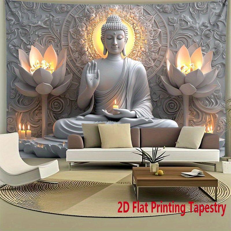 VIKAMA Buddha Statue Lotus Zen Tapestry Background Hanging Cloth Yoga Meditation Tea Room Buddha Meditation Room Decoration