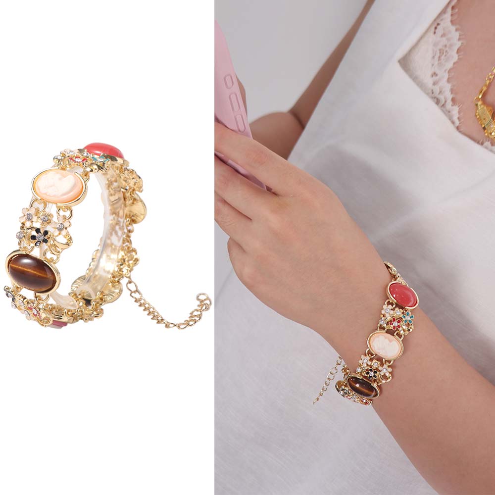 Resin Baroque Bracelet Flower Women's Hand Bracelet Retro Enamel Bangle  Jewelry Gifts