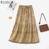 ZANZEA Women Casual Elastic Waist Loose Floral Long Skirts