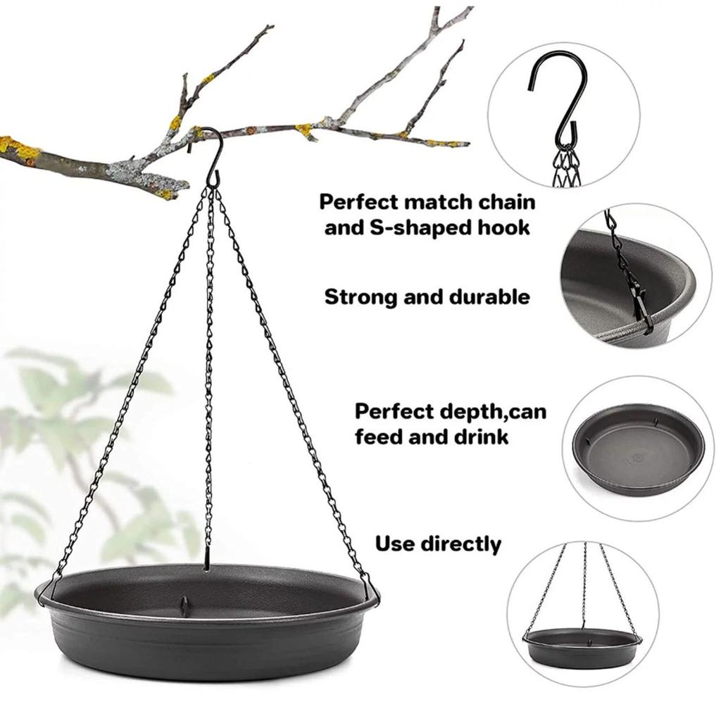Outdoor Hanging Tray Bird Bath Tray Firm Chain Tray Strong Burden Capacity Gardening Exterior Decoration