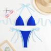2025 European & American Solid Color Lace-Up Backless Beach Sexy Two-Piece Swimsuit for Women