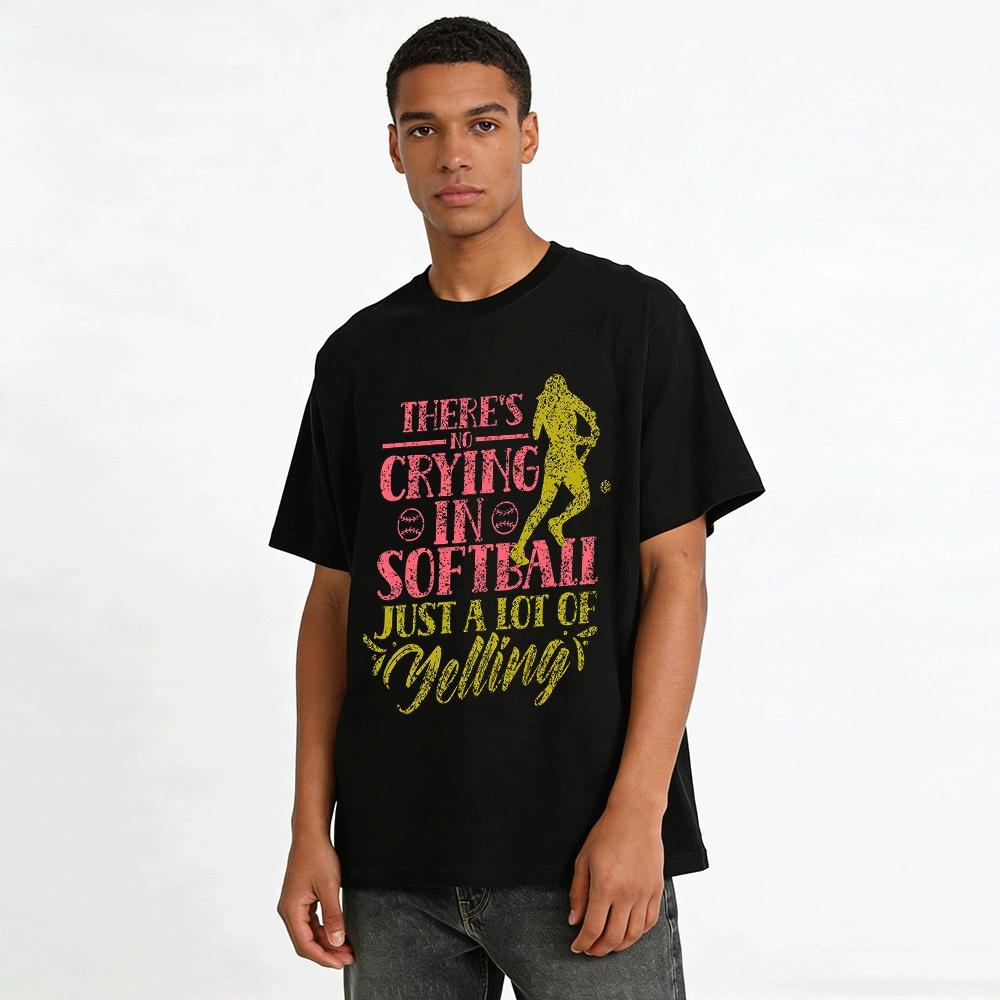 There's No Crying In Softball Funny Graphic Tee Casual Top Pure Cotton T-shirt