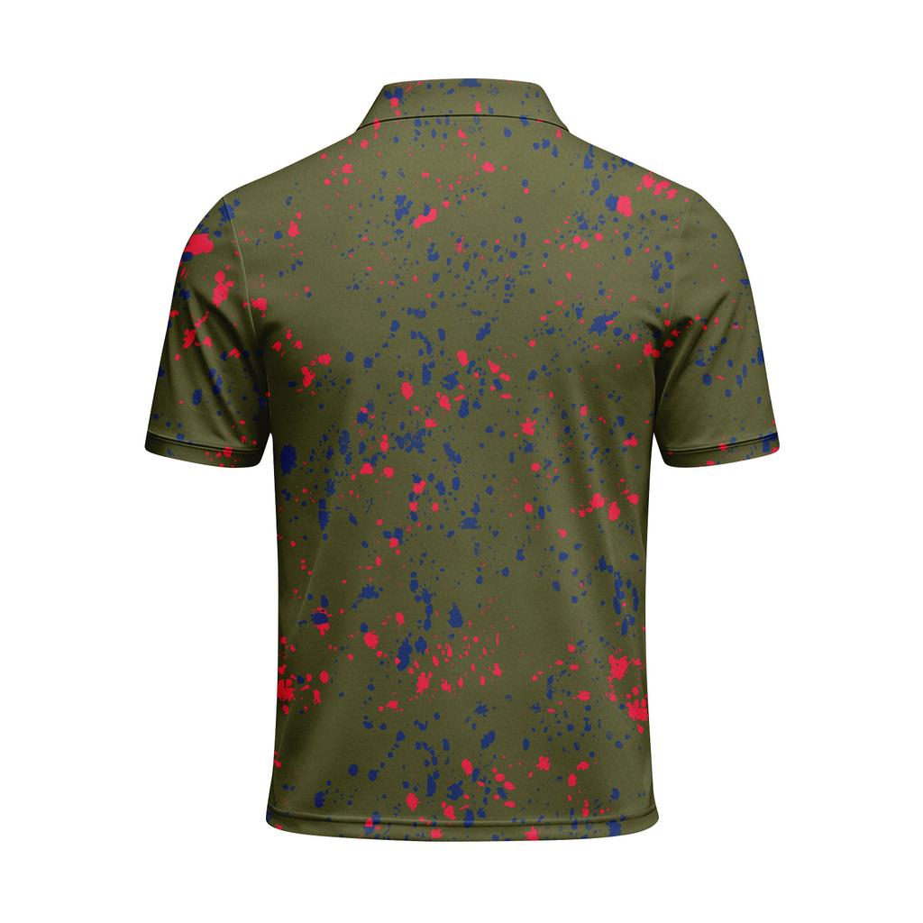 Herre Kortærmet Poloshirt med Abstrakt Print Knaplukning Casual Pasform Let Top til Hverdagsbrug