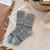 New Fair Island Retro Contrasting Striped Wool Socks Children Autumn And Winter Thickened Warm Net Red Outer Wear Stockings