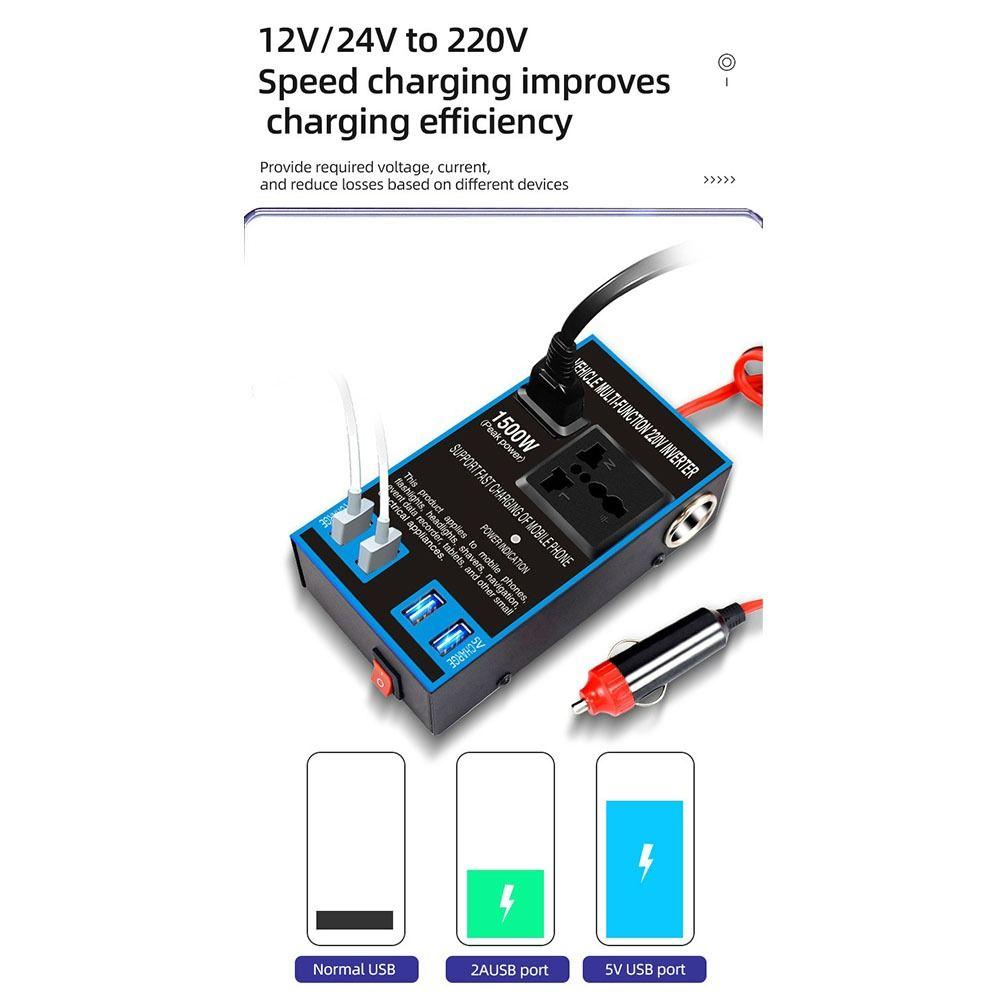 1500W Power Portable Car Inverter High Power Car Power Adapter  Outdoor Power