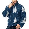 Men's Christmas Print Zip-Up Sweatshirt with Stand Collar, Plus Size Flannel Top for Fall Winter