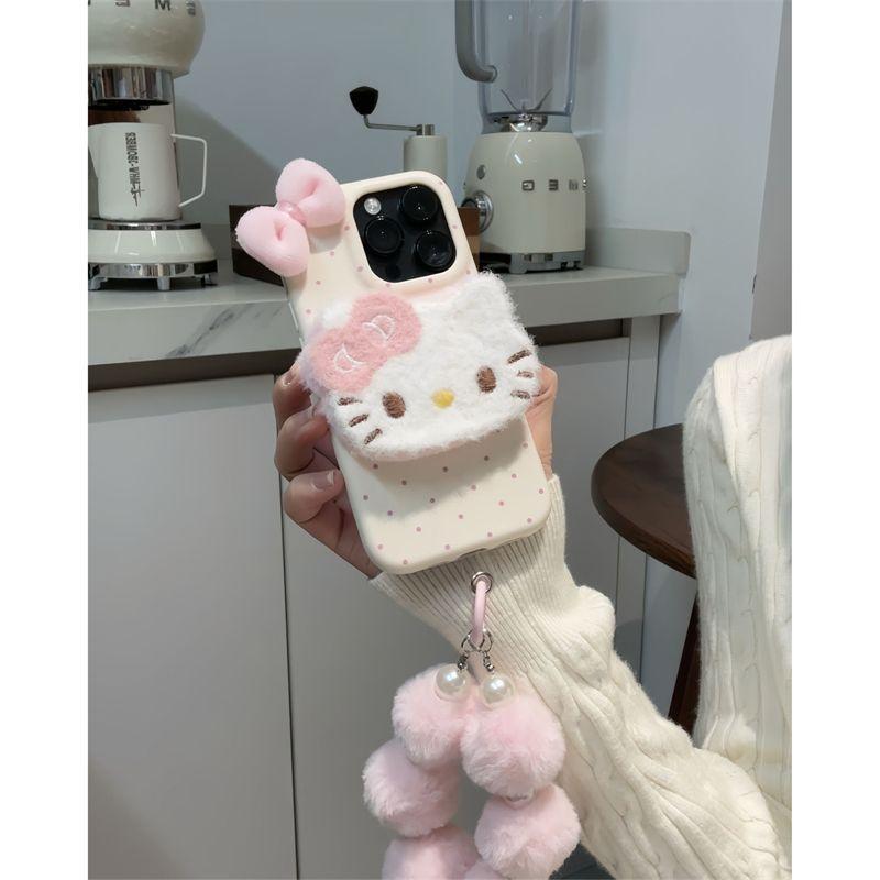 Portachiavi a forma di bambola KT Peluche Adatto per Custodia Telefono Cellulare Apple 15 iPhone16promax 14 Motivo in Pelle 13 Morbido 12
