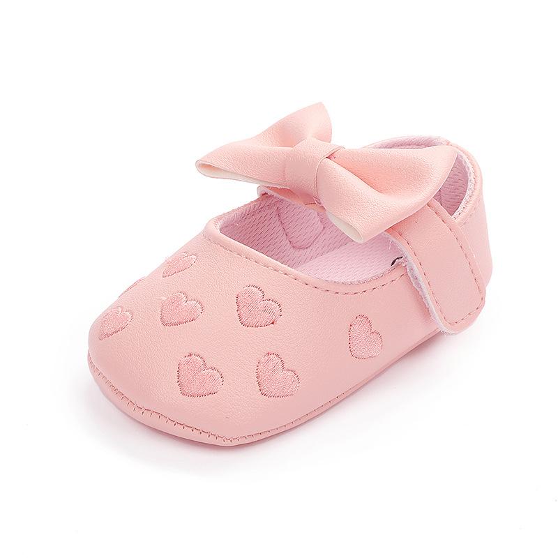 Girl Baby Princess Shoes Preschool Children's Anti slip Flat Bottom Soft Sole Cotton Baby Bed Shoes Cute Bow Baby Walking Shoes