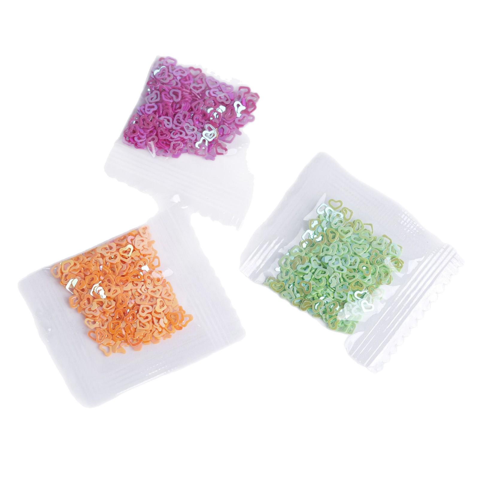 Hollow Heart Laser Sequin Nail Stickers & Phone Case Resin Decorations 1g/bag