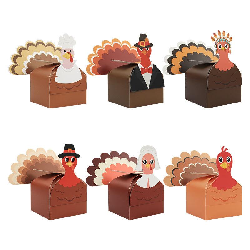 

Thanksgiving Gift Box, Turkey Box Multi-Color Square Bottom Candy Box Packaging Carton
