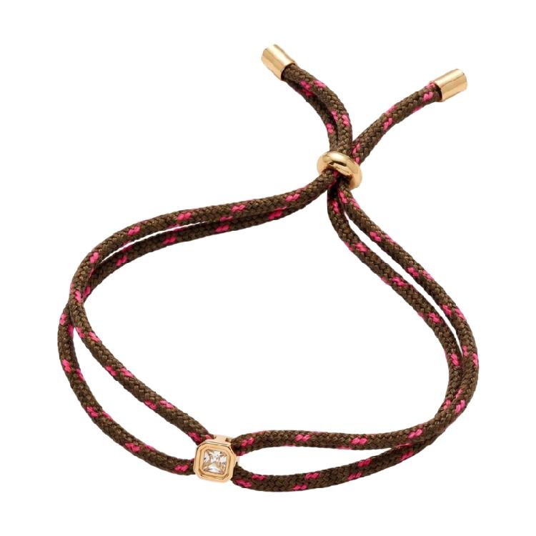 Kordelarmband mit verstellbarem Schiebeknoten und quadratischem Akzent, geflochtenes Armband für lässiges Styling und als Geschenk