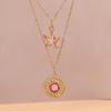 2pcs/set Crystal Sun Pendant Necklaces for Women Girls Starfish Choker Necklace Chain Party Holiday Jewelry Gifts