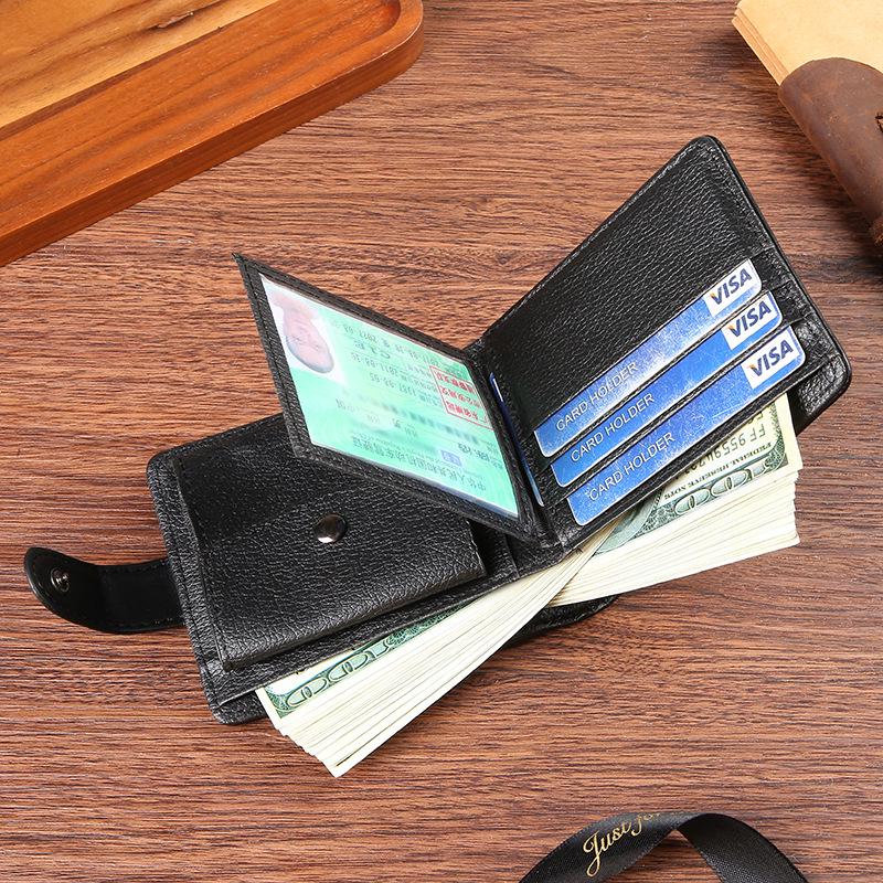 Men's Vintage PU Leather Wallet with Multi-Card Slots and Zipper Coin Pocket