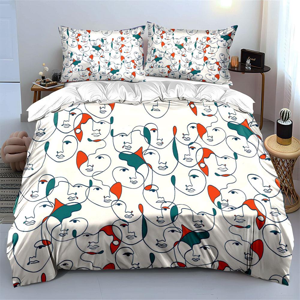 Abstract Faces Pattern Bedding Bedding Duvet Cover Set Duvet Cover Pillowcases (1 * Duvet Cover 2 * Pillowcases, without duvet insert)