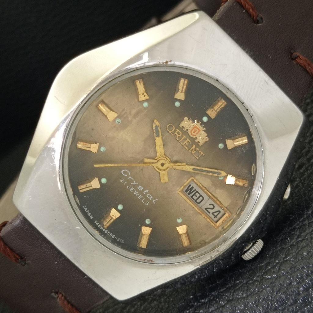 JAPAN VINTAGE ORIENT CRYSTAL AUTOMATIC 46943 MENS ORIGINAL DIAL WATCH a701892-5 R207-a701892