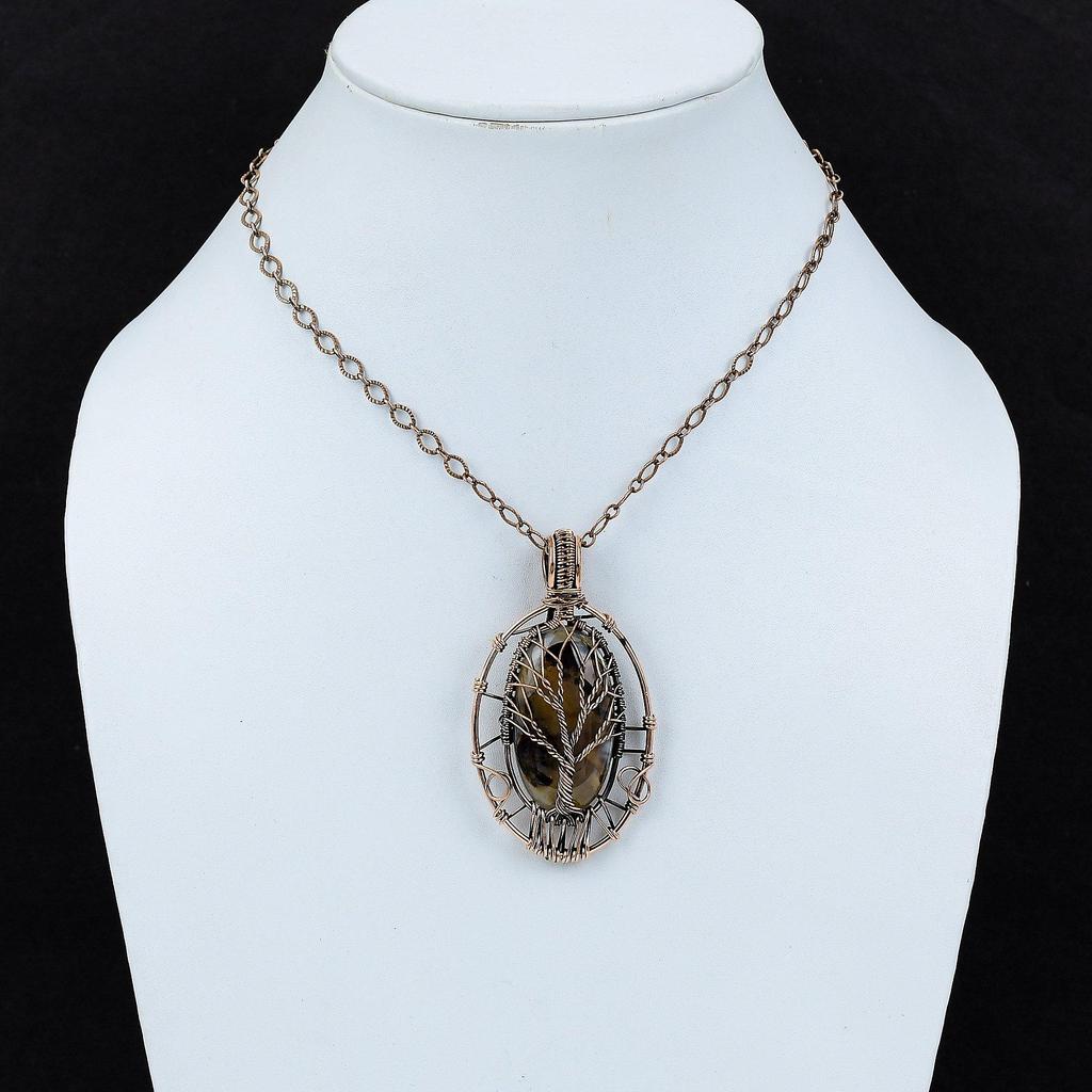 Tree Of Life Montana Agate Pendant Copper Wire Wrapped Pendant Handmade Gemstone Jewelry Unique Pendant Copper Wire Jewelry Anniversary Gift