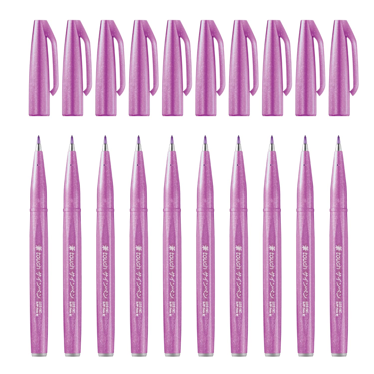 

Pentel Brush Touch Sign Pink Pen, Purple, 10-Piece Set, SES15C-P2