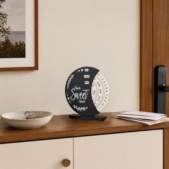 Creative Perpetual Calendar, 3 Layer Rotating Date Desk Decor, Vintage Monthly Calendar for Home Office