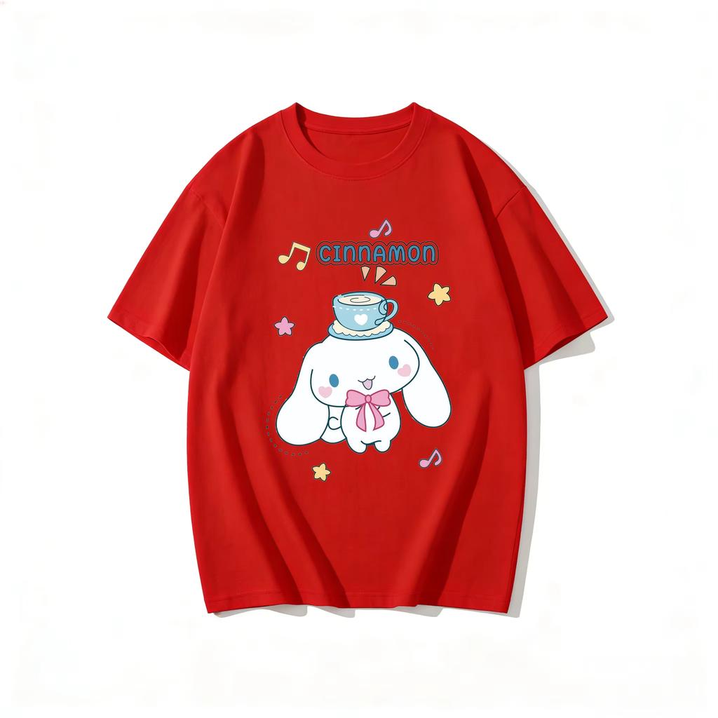 2026 Cinnamoroll marškinėliai minkštos medvilnės trumpomis rankovėmis, apvalia apykakle, mielu paveikslėliu, lengvas vasaros viršutinis drabužis moterims kasdieniam laisvalaikiui
