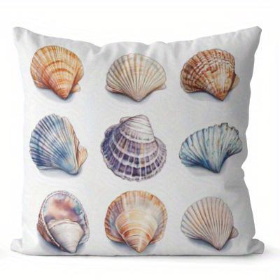 Home Decor Seashell Starfish Watercolor Pattern Pillow Covers Pattern Cushion Cover Suitable For Sofa Bedroom Car Pillow Cover