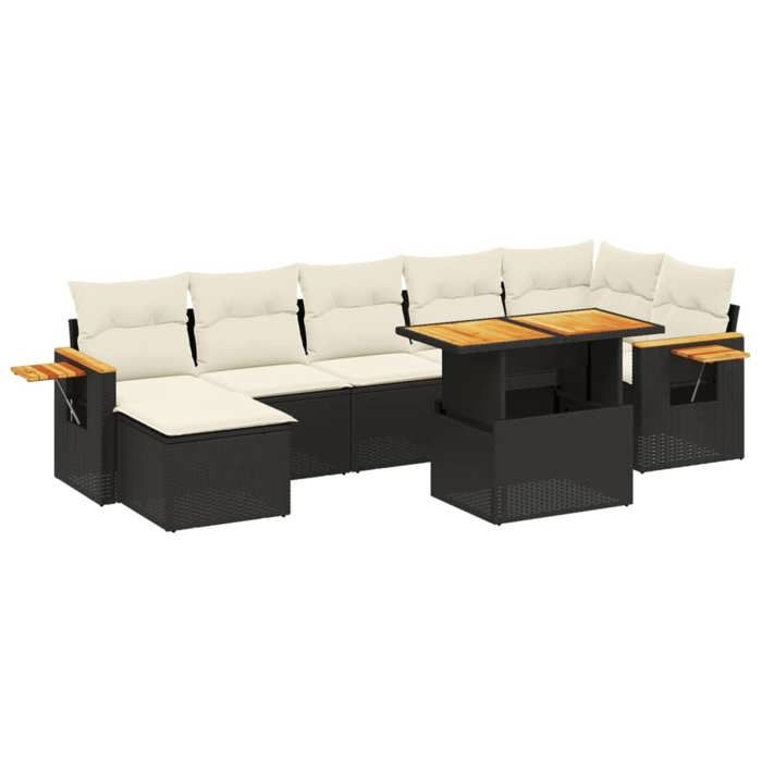 VidaXL Salon de Jardin avec Coussins 8 pcs, Canapés de Terrasse, Ensemble de Meubles de Patio, Mobilier d'Extérieur, Noir 3273625