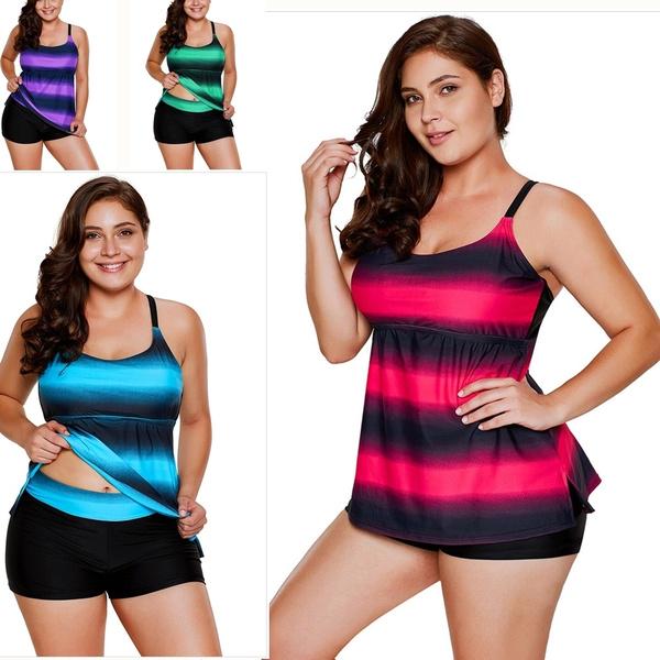 Halter Plus Size Swimwear National Print Tankini Swimjupmsuit Beachwear Padded Womens Tummy Control Swimsuit