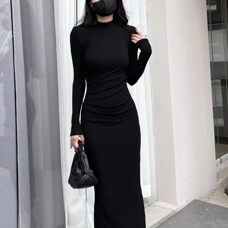 

Женщины с длинным рукавом Тонкое сексуальное платье Осень и зима Обтягивающее стрейч-платье