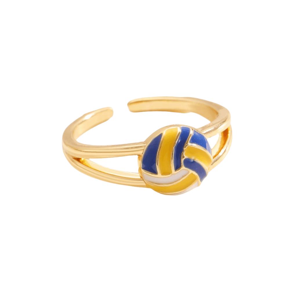 Colourful Adjustable Finger Ring Copper Sports Balls Shaped Open Rings Football Ear Clips Holiday
